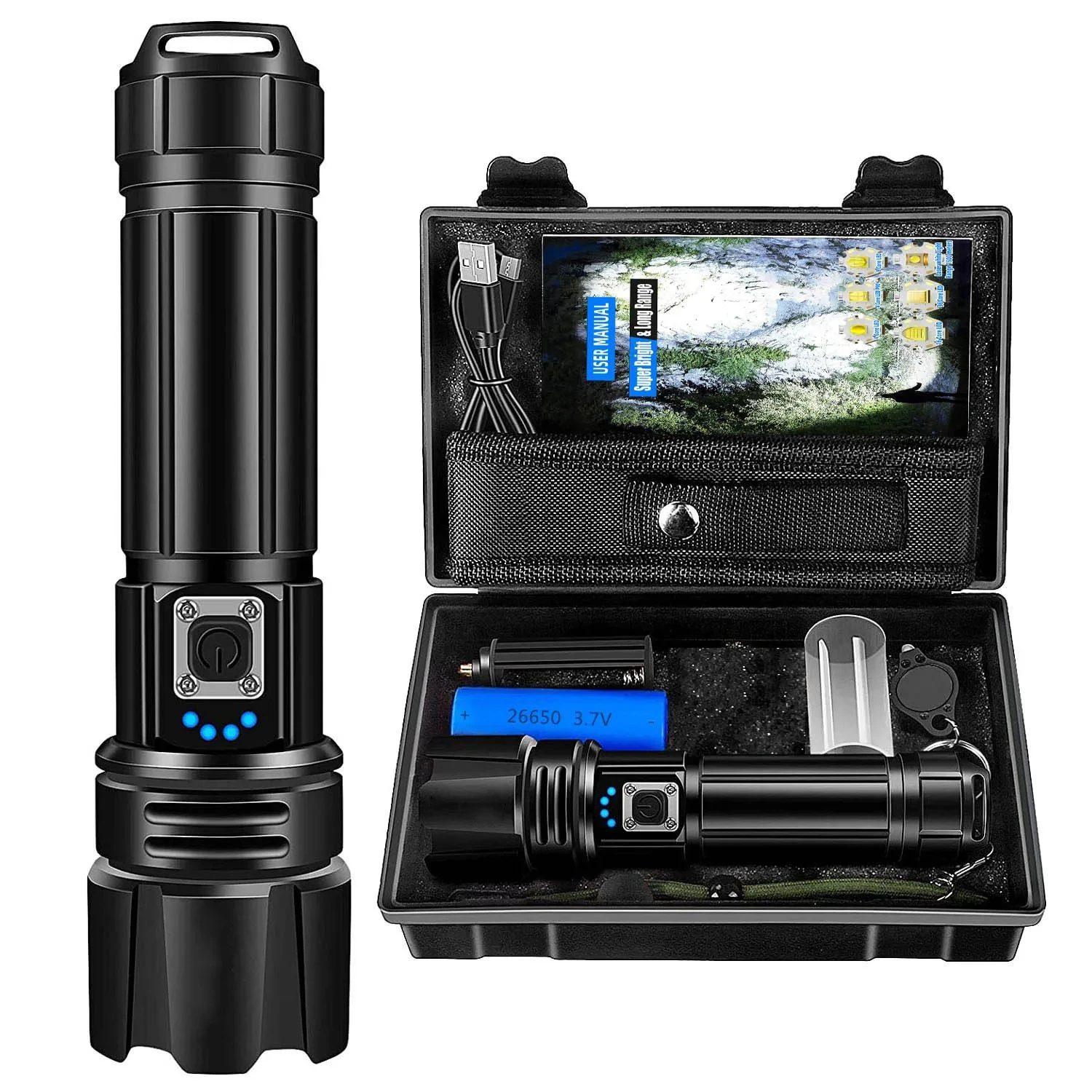 Frame from the ad for 990,000-lumen rechargeable flashlight
