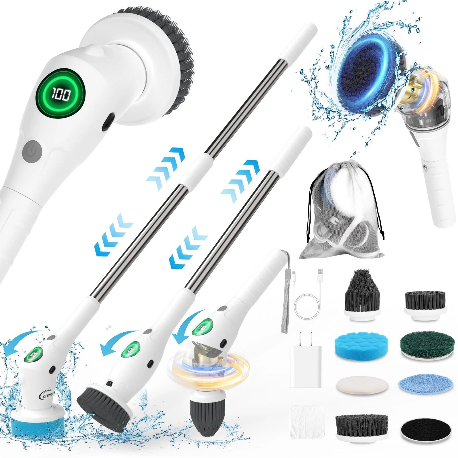 Frame from the ad for Electric spin scrubber cleaning wand