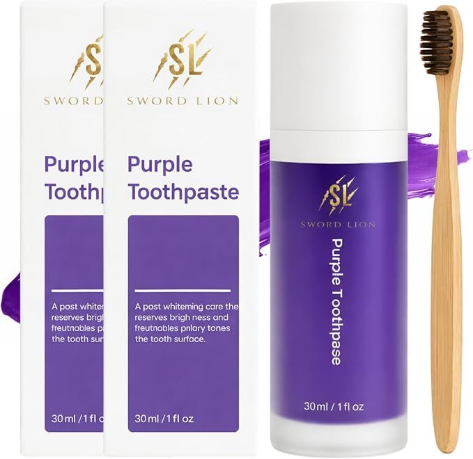 Frame from the ad for V34 purple 'colour corrector' toothpaste and dupes